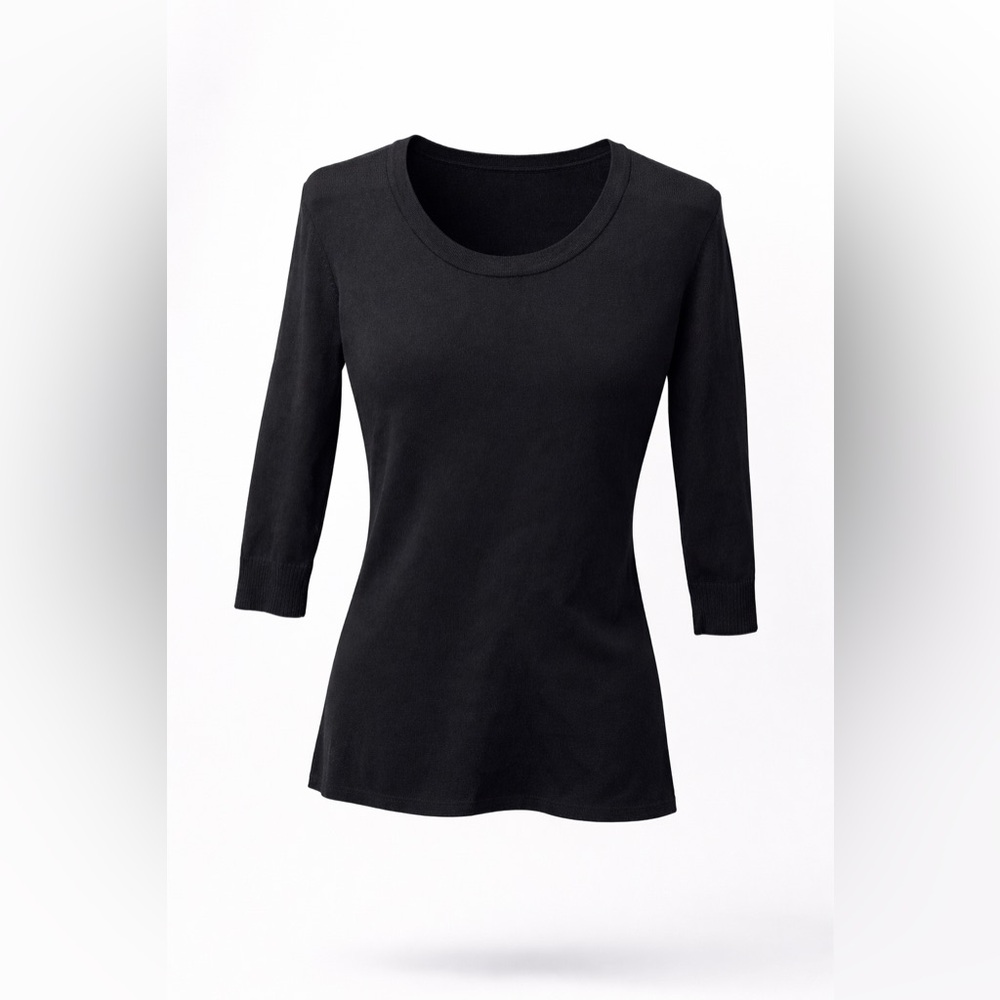 Joseph A Black Petite Scoop Neck 3/4 Sleeve Knit Sweater Size S